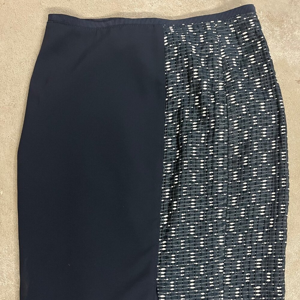 ETCETERA Lined Polyester/Spandex Pencil Navy Blue Skirt Size 2 - CLASSY